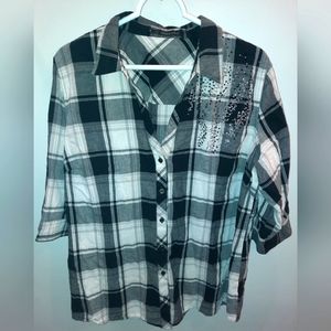 Maurices 2 black & white plaid with sequins excellent used condition